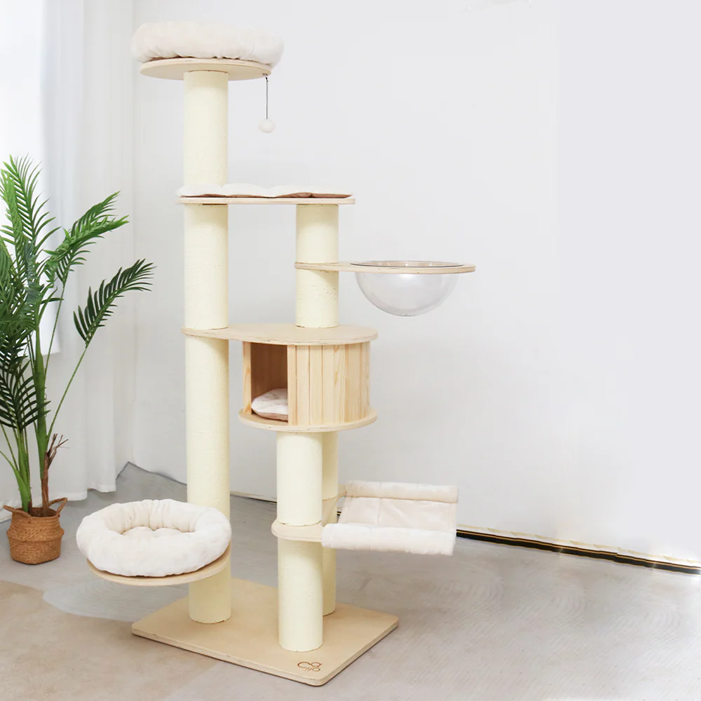 CATIO Solid Wood Climbing Post Scratcher Cat Tree 198cm - Image 4