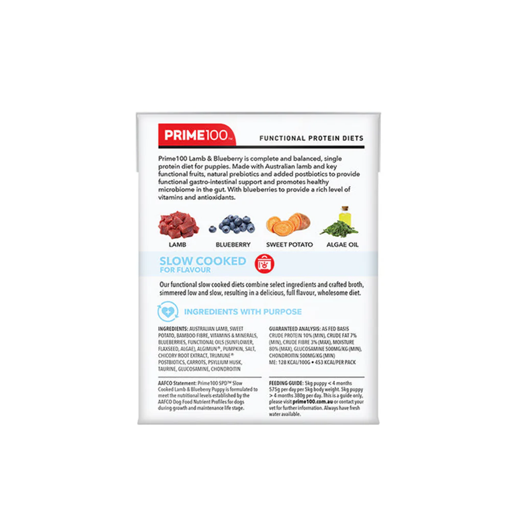 PRIME100 SPD Slow Cooked Lamb & Blueberry Puppy Wet Dog Food 354g - Image 5