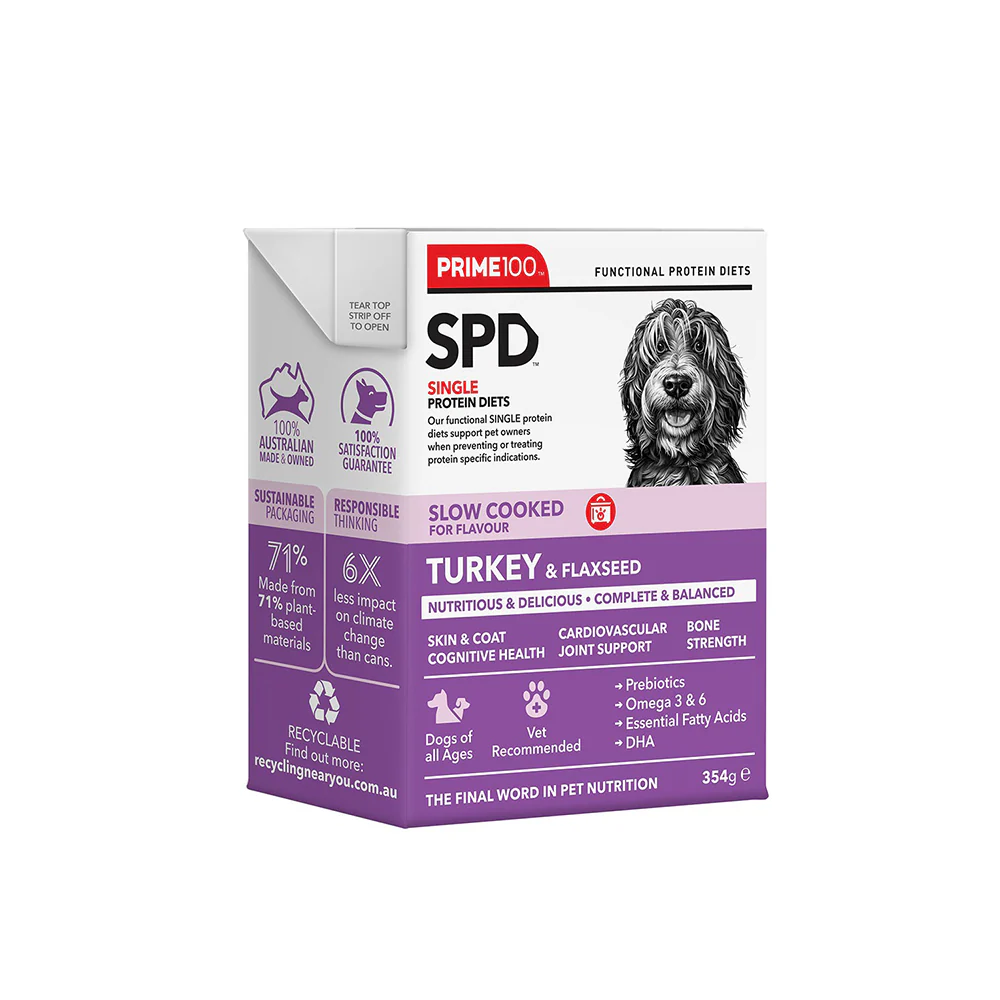 PRIME100 SPD Slow Cooked Turkey & Flaxseed Wet Dog Food 354g - Image 2