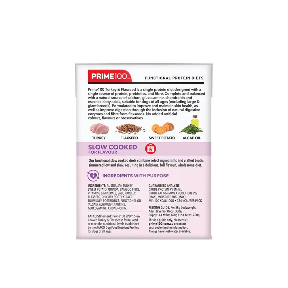 PRIME100 SPD Slow Cooked Turkey & Flaxseed Wet Dog Food 354g - Image 7