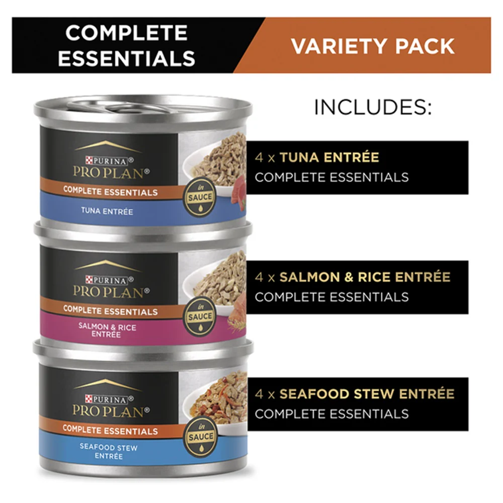 PRO PLAN Complete Essentials Tuna & Salmon Seafood Variety Pack Wet Cat Food 85gx12 - Image 3