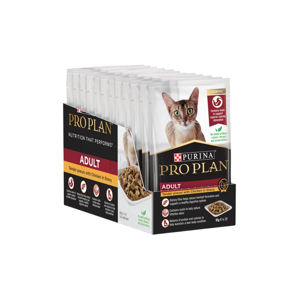 PRO PLAN Tender Pieces With Chicken In Gravy Adult Wet Cat Food 85g x 12 - Image 5
