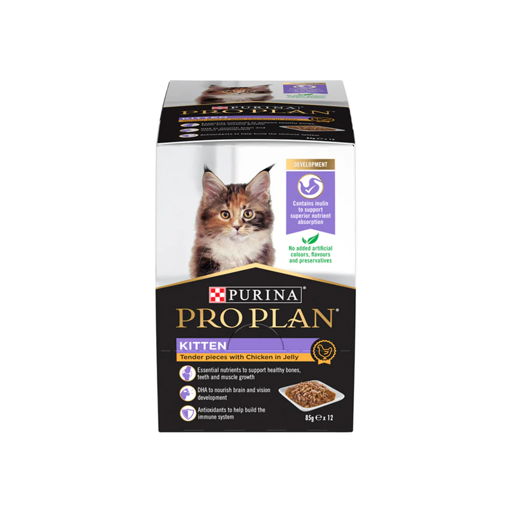 PRO PLAN Tender Pieces With Chicken In Jelly Kitten Wet Cat Food 85g x 12 - Image 4