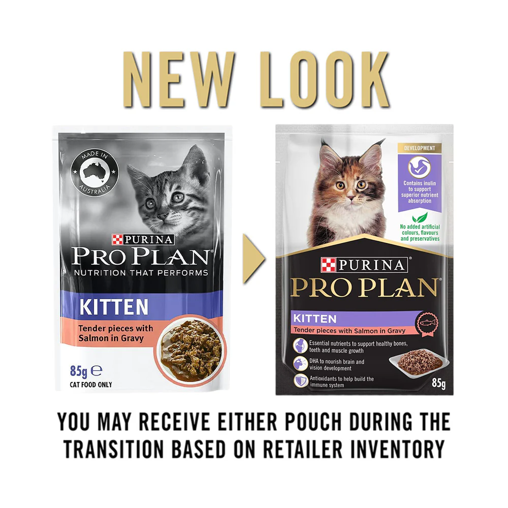 PRO PLAN Tender Pieces With Salmon In Gravy Kitten Wet Cat Food 85g x 12 - Image 2