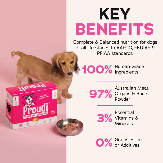 PROUDI Premium Frozen Beef Raw Dog Food 2.4Kg - Image 3