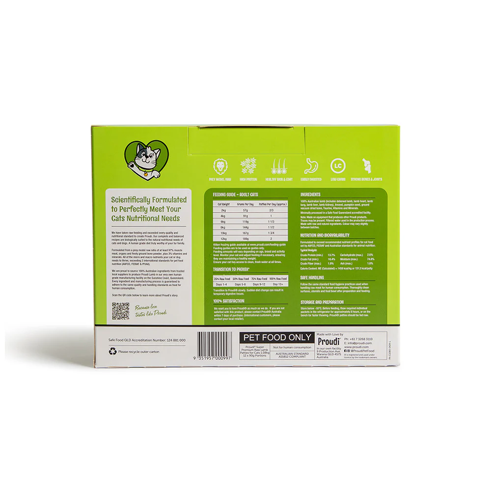 PROUDI Premium Frozen Lamb Raw Cat Food 1.08kg - Image 7