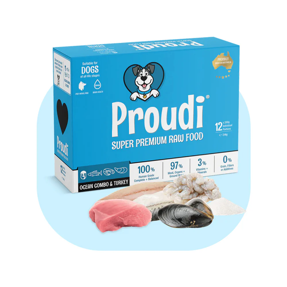 PROUDI Premium Frozen Ocean Combo & Turkey Raw Dog Food 2.4kg - Image 2