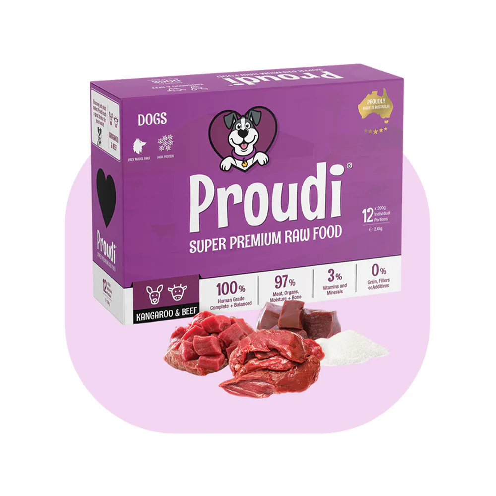 PROUDI Premium Frozen Kangaroo & Beef Raw Dog Food 2.4Kg - Image 2