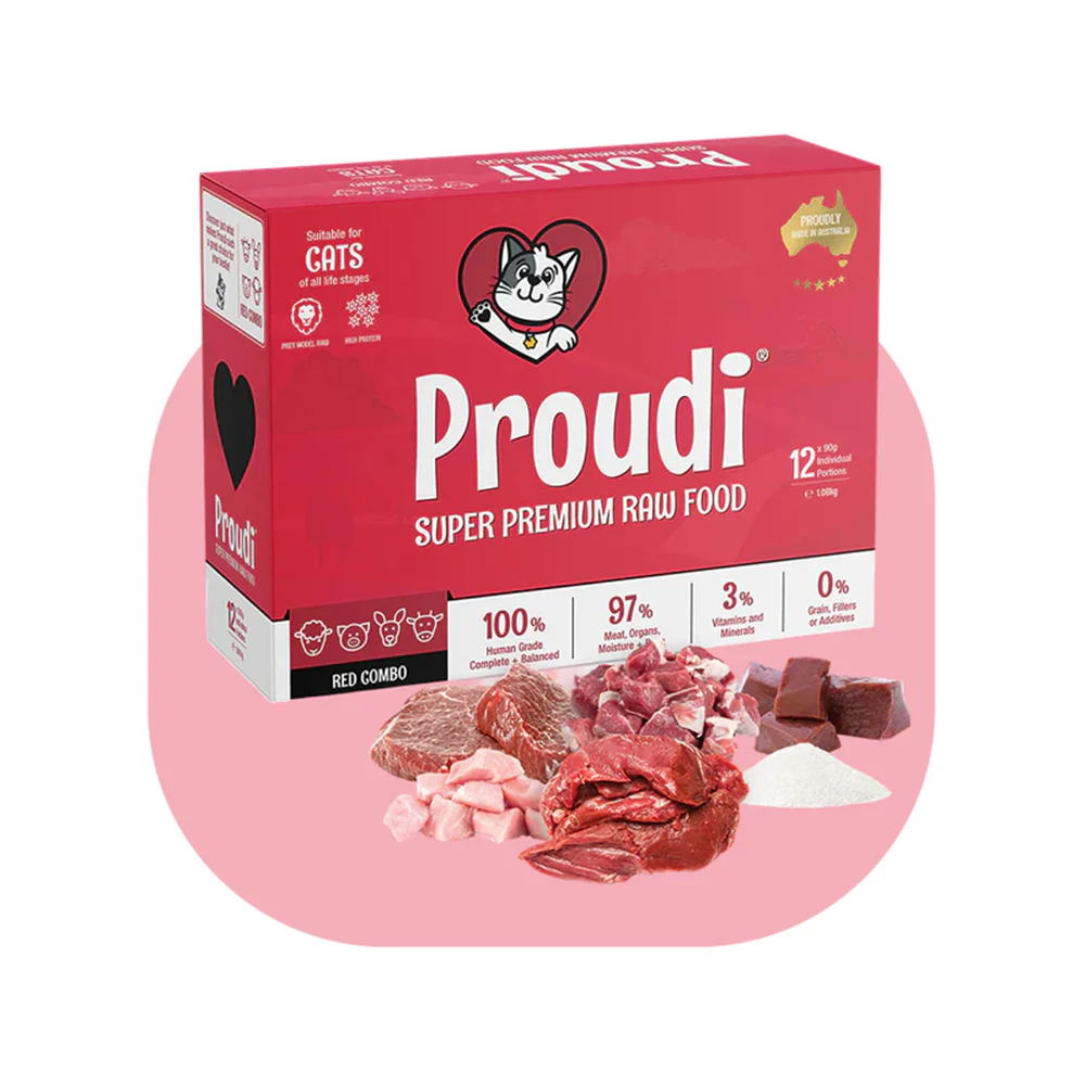 PROUDI Premium Frozen Red Combo Raw Cat Food 1.08kg - Image 2