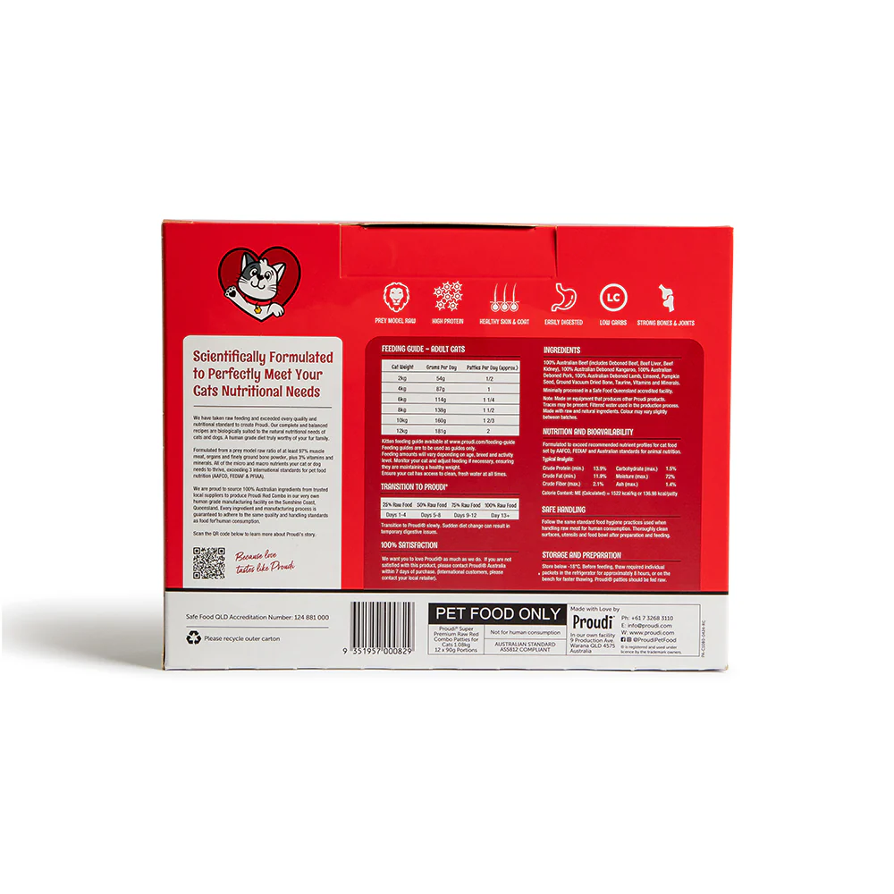 PROUDI Premium Frozen Red Combo Raw Cat Food 1.08kg - Image 7