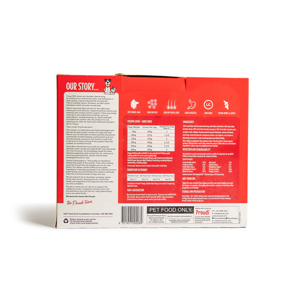 PROUDI Premium Frozen Red Combo Raw Dog Food 2.4Kg - Image 6