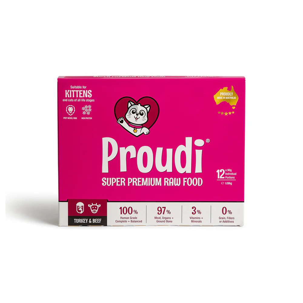 PROUDI Premium Frozen Turkey & Beef Raw Kitten Food 1.08kg - Image 6