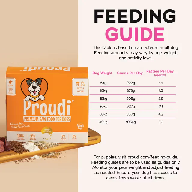 PROUDI Premium Frozen Turkey & Chicken Raw Dog Food 2.4Kg - Image 3