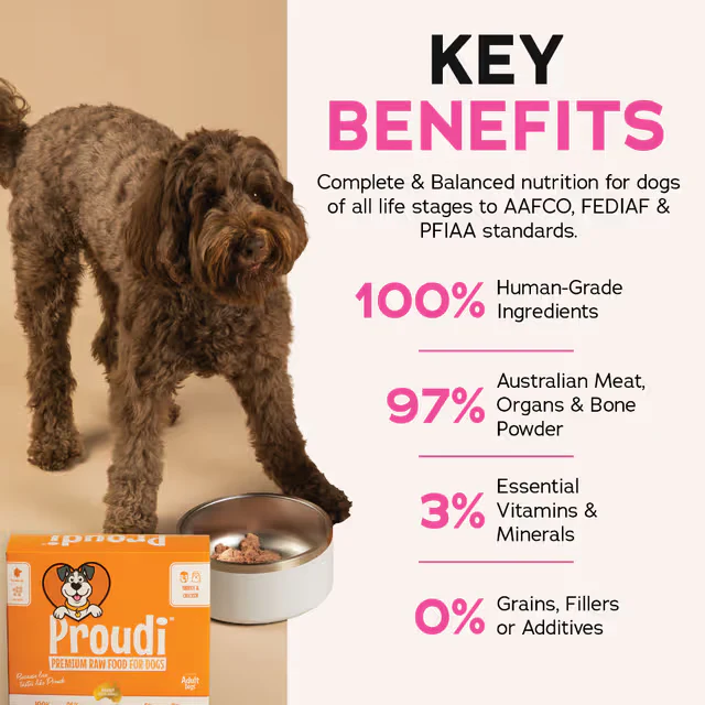 PROUDI Premium Frozen Turkey & Chicken Raw Dog Food 2.4Kg - Image 4