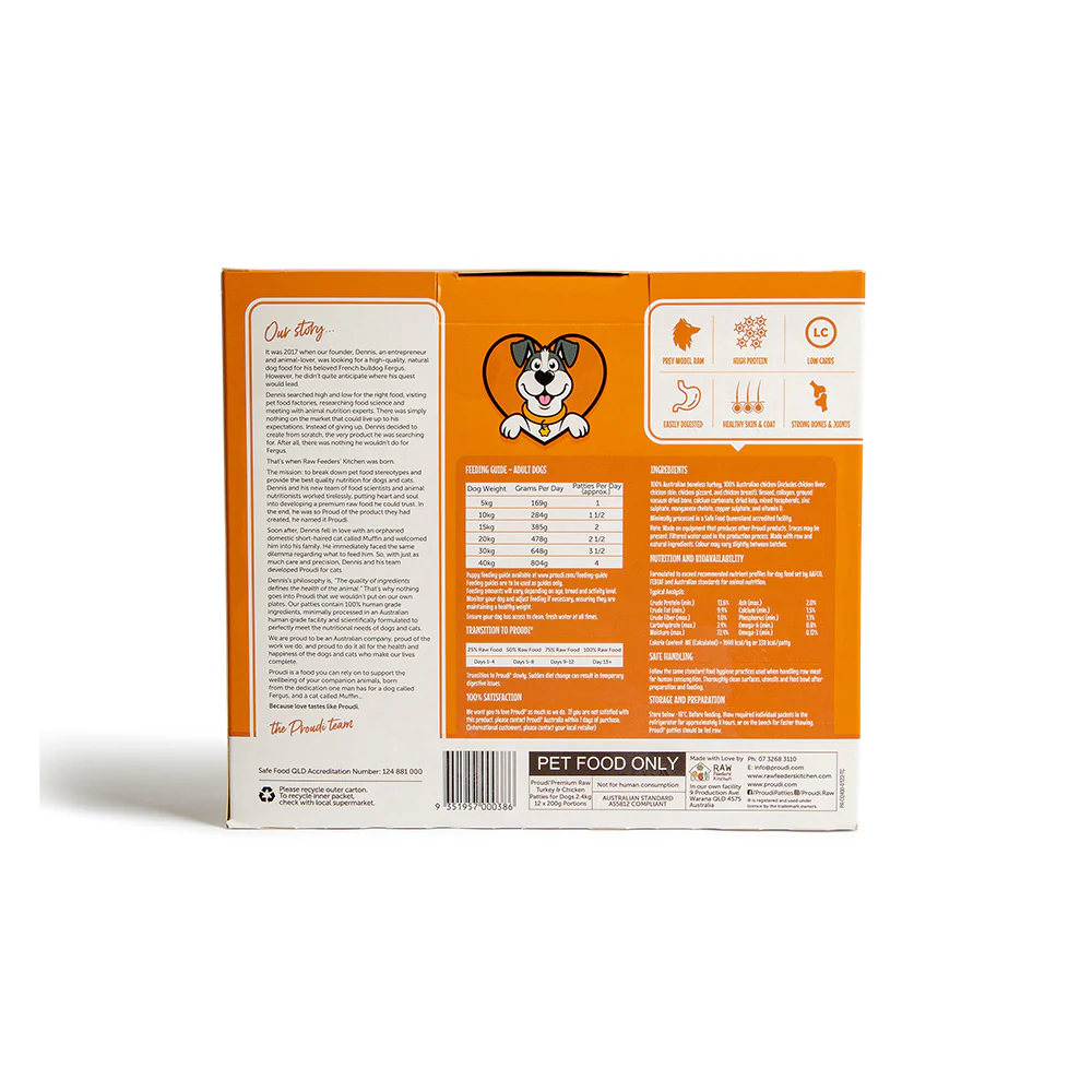 PROUDI Premium Frozen Turkey & Chicken Raw Dog Food 2.4Kg - Image 8