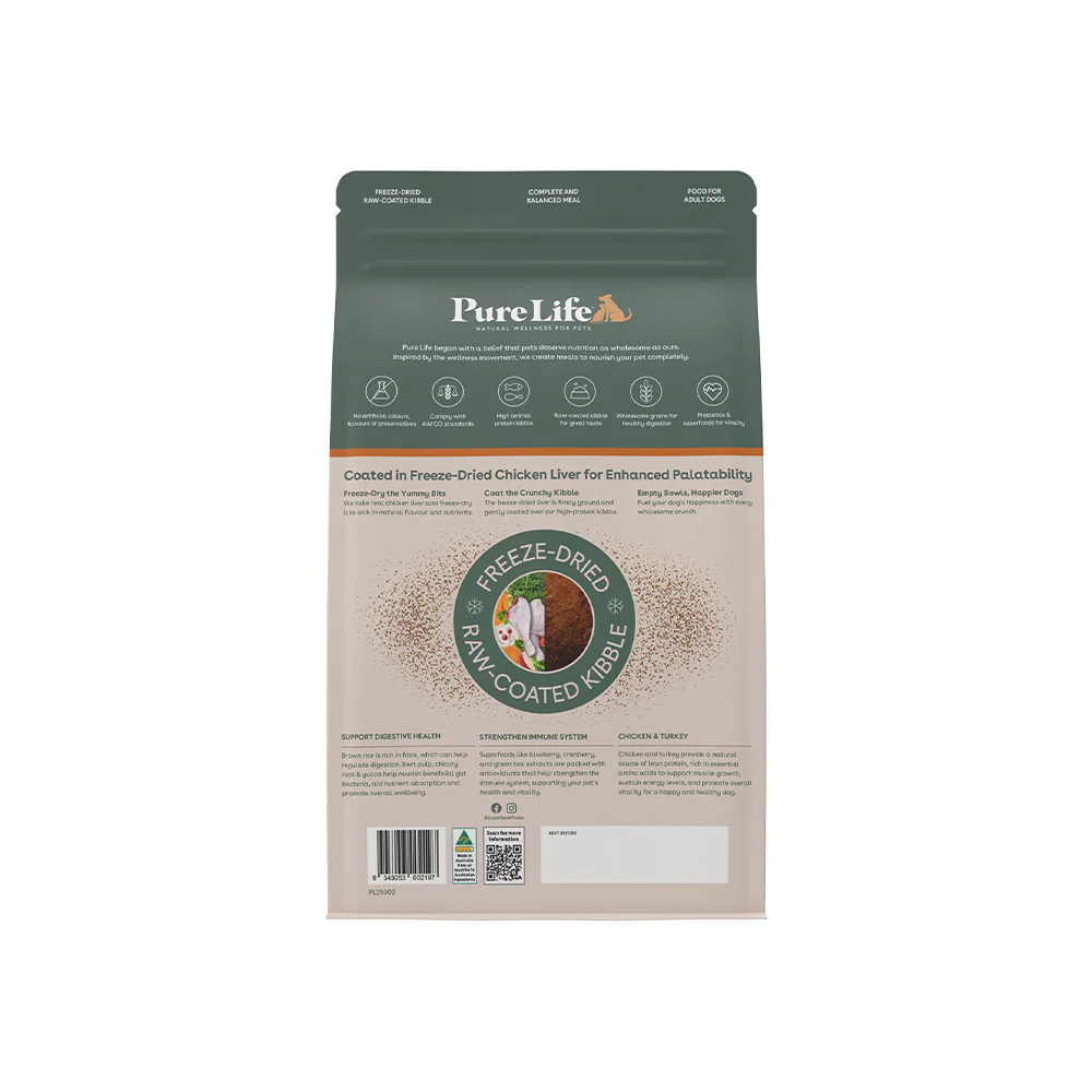 PURE LIFE Freeze-Dried Raw-Coated Chicken & Turkey Adult Dry Dog Food - Image 6