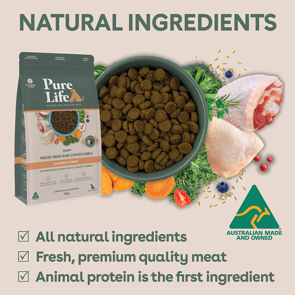 PURE LIFE Freeze-Dried Raw-Coated Chicken & Turkey Puppy Dry Dog Food - Image 6