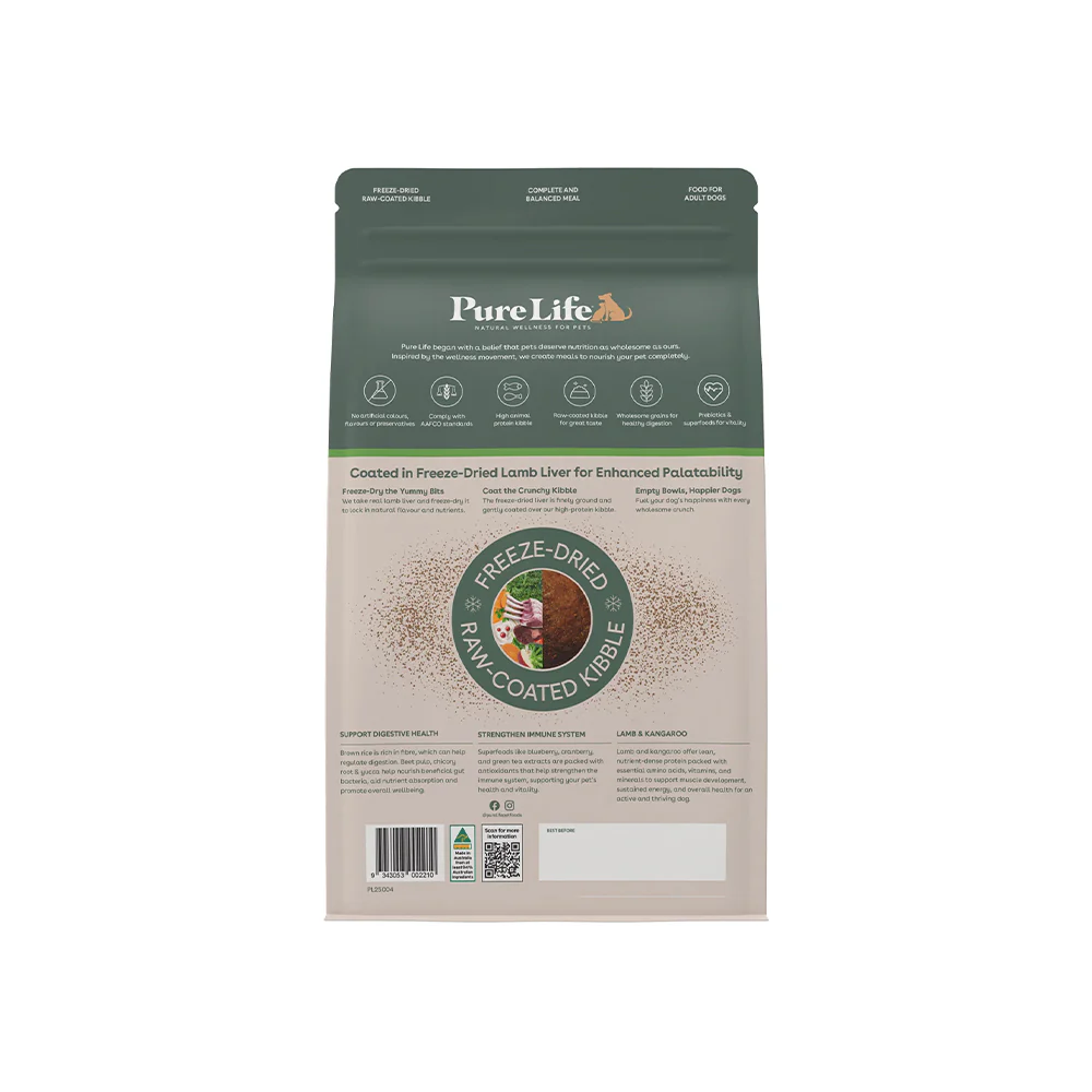 PURE LIFE Freeze-Dried Raw-Coated Lamb & Kangaroo Adult Dry Dog Food - Image 13