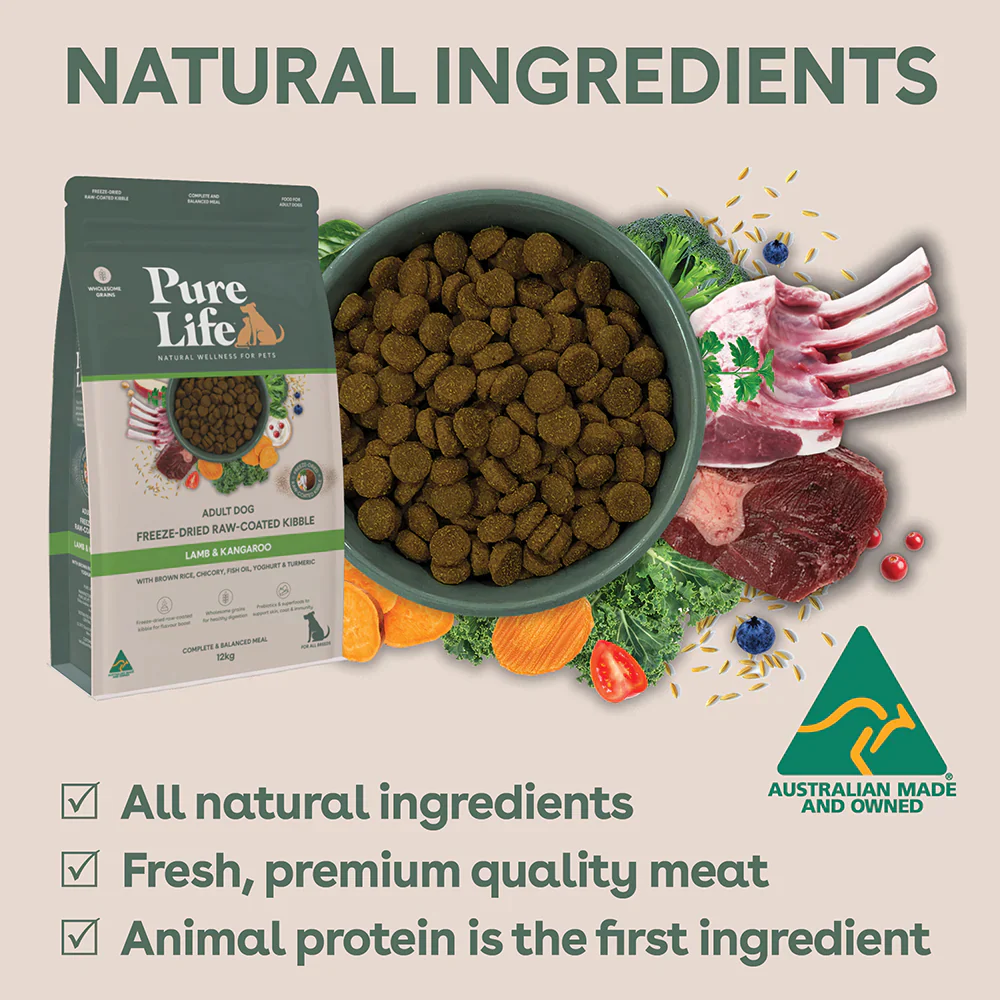 PURE LIFE Freeze-Dried Raw-Coated Lamb & Kangaroo Adult Dry Dog Food - Image 7