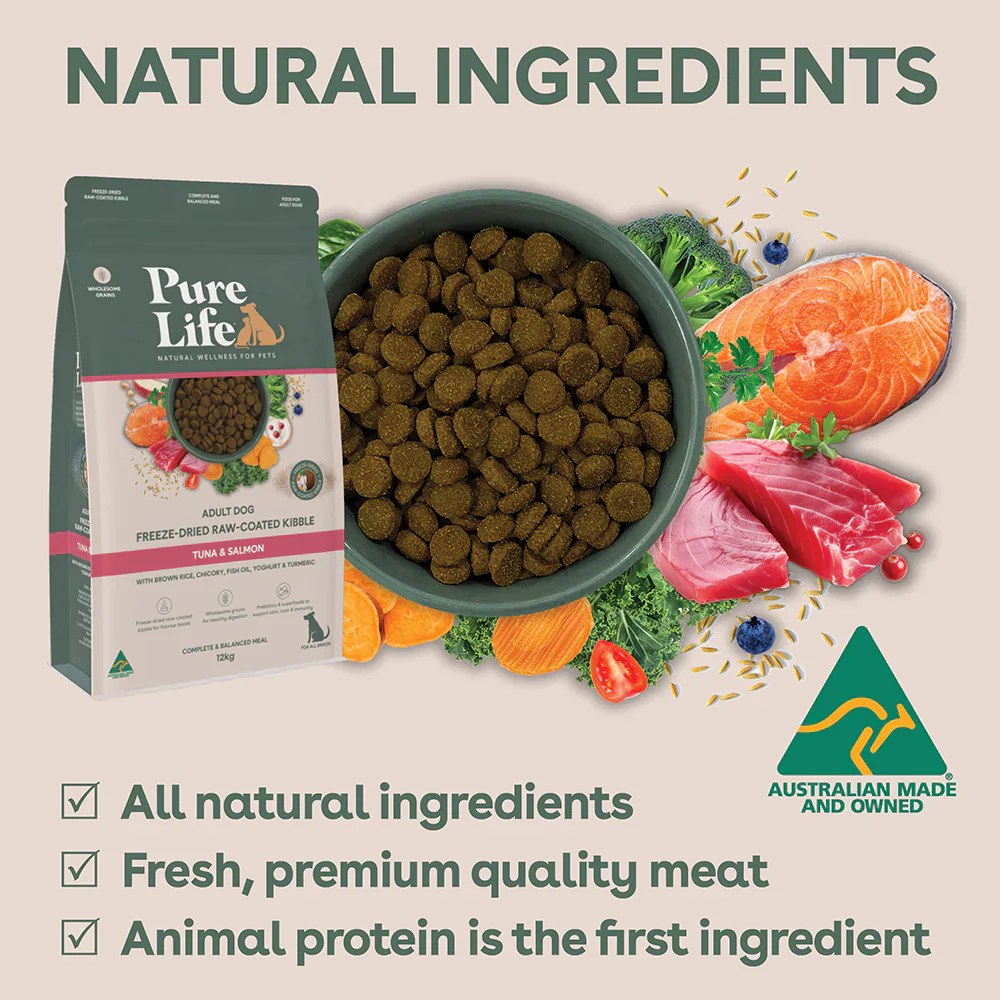 PURE LIFE Freeze-Dried Raw-Coated Tuna & Salmon Adult Dry Dog Food - Image 2