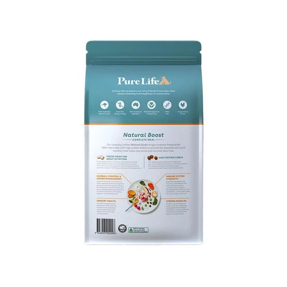 PURE LIFE Natural Boost Chicken Grain Free Cat Food for Adult Cats 1.5kg - Image 2