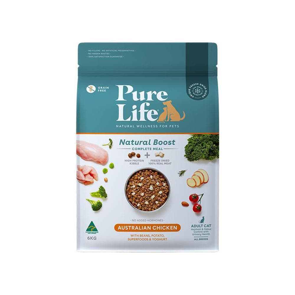 PURE LIFE Natural Boost Chicken Grain Free Cat Food for Adult Cats 6kg