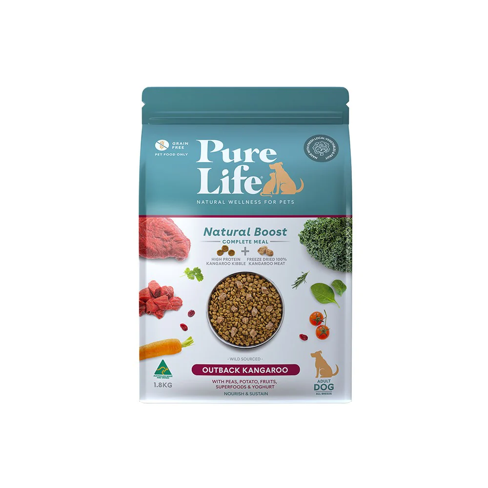 PURE LIFE Natural Boost Kangaroo Adult Dog Food 1.8kg