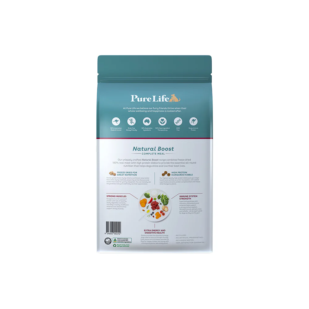 PURE LIFE Natural Boost Kangaroo Adult Dog Food 8kg - Image 3