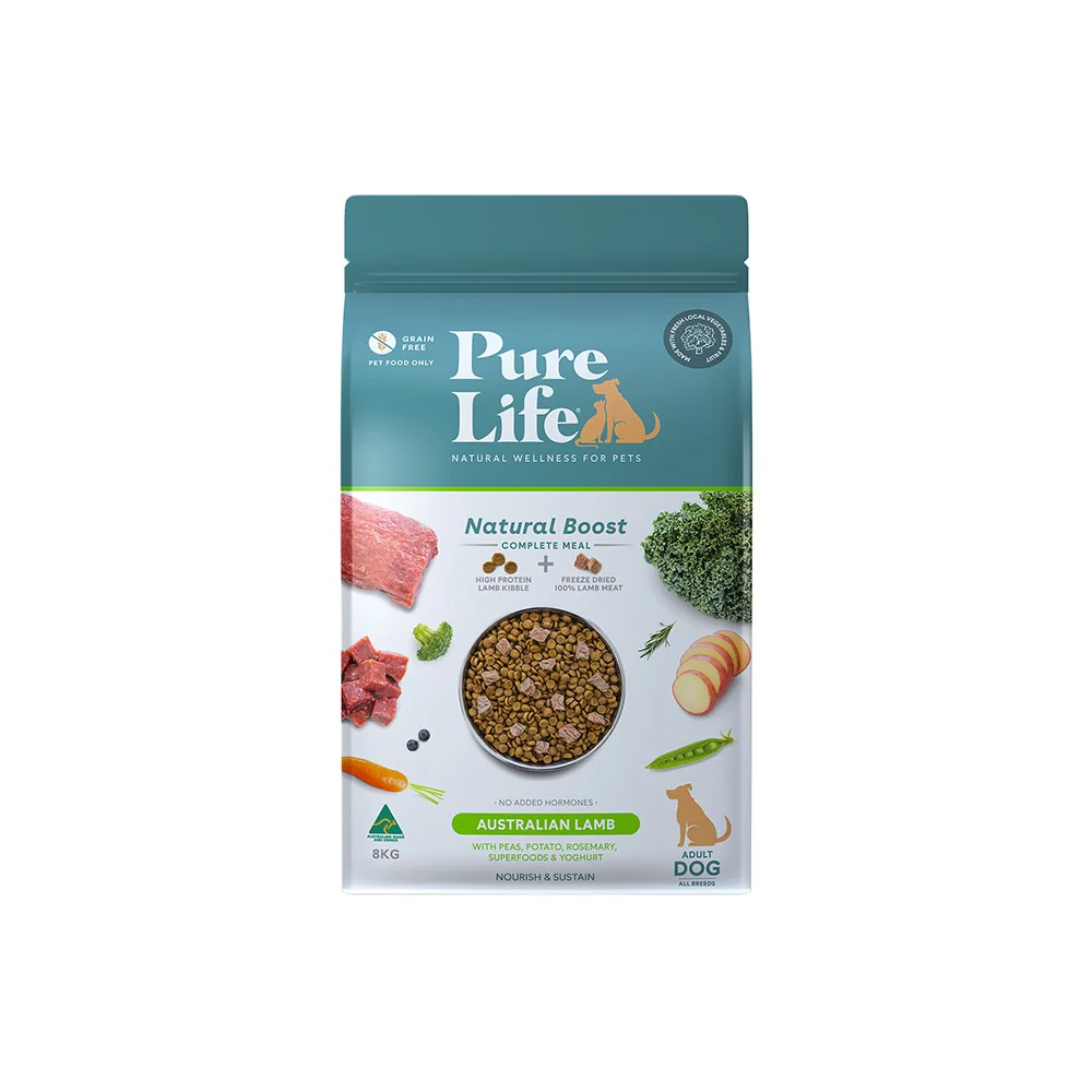 PURE LIFE Natural Boost Lamb Adult Dog Food 8kg