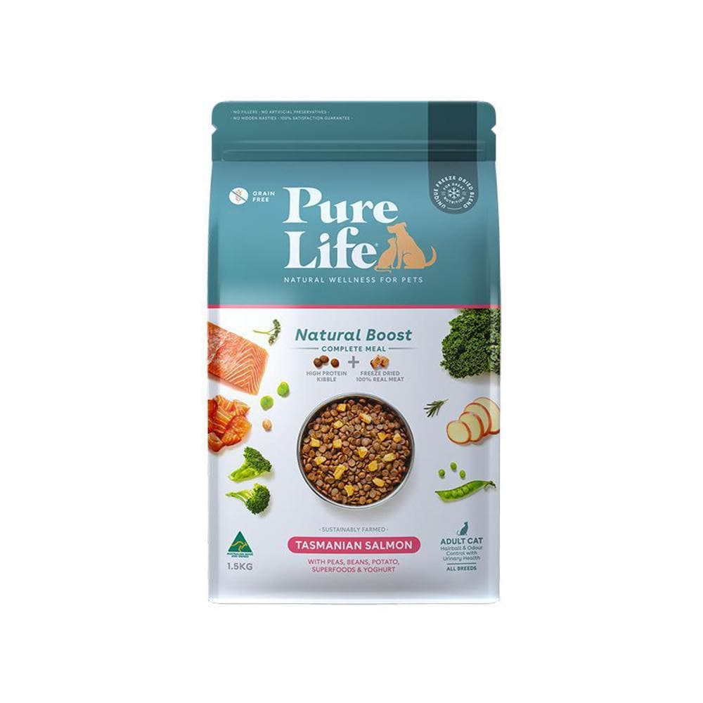 PURE LIFE Natural Boost Salmon Grain Free Cat Food for Adult Cats 1.5kg