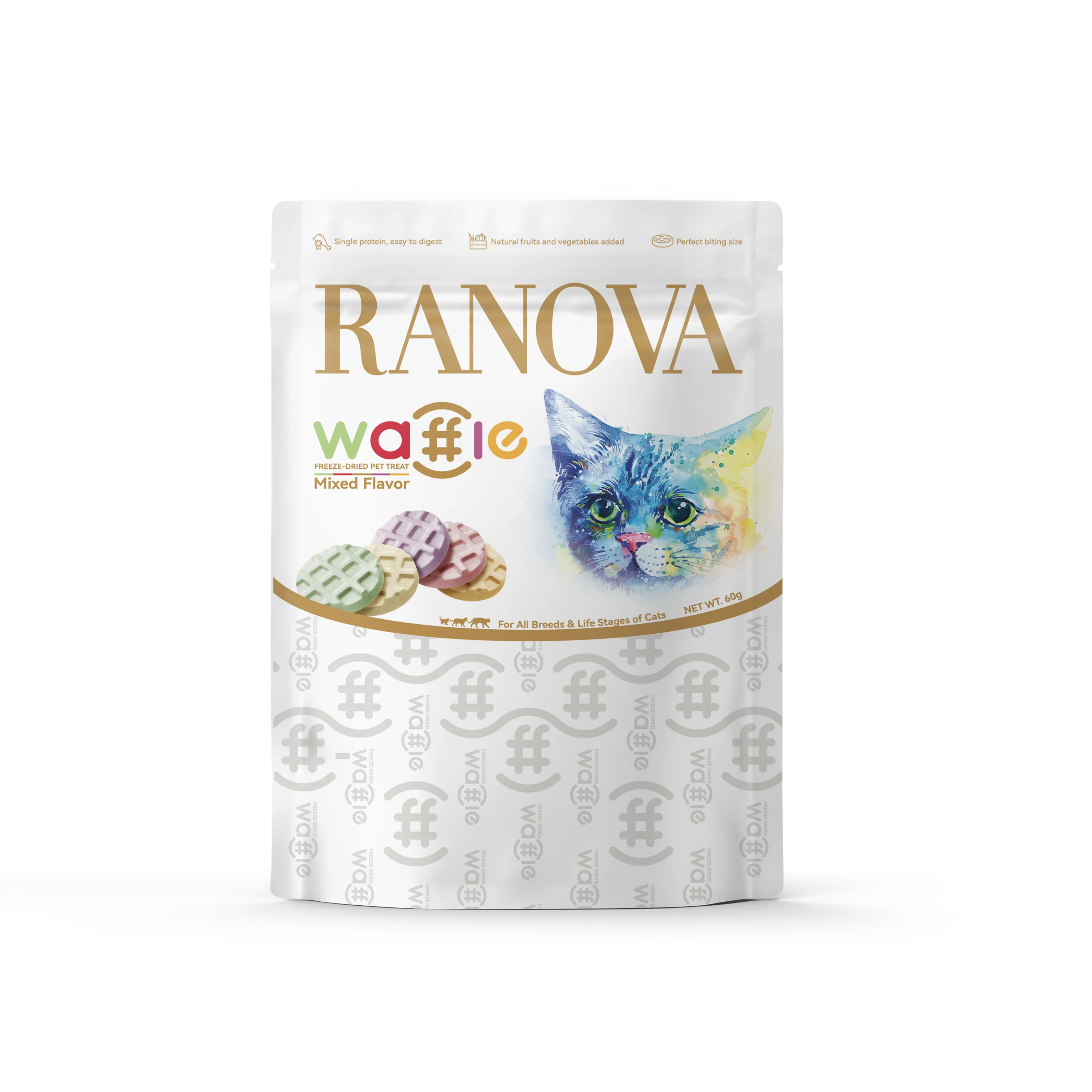 RANOVA Waffles Mixed Flavor Freeze Dried Cat Treats 60g