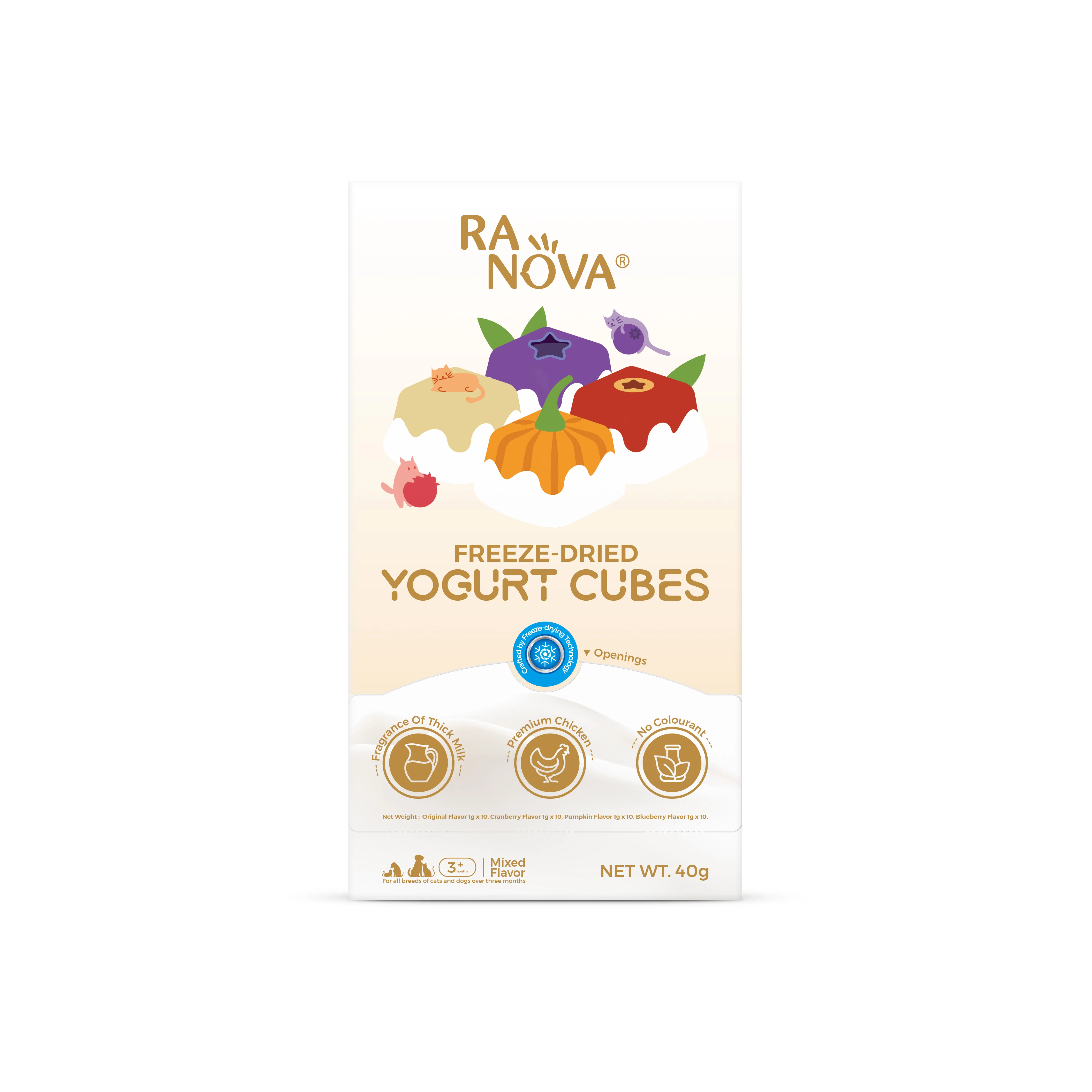 RANOVA Yogurt Cubes Mixed Flavor Freeze Dried Pet Treats 40g - Image 2