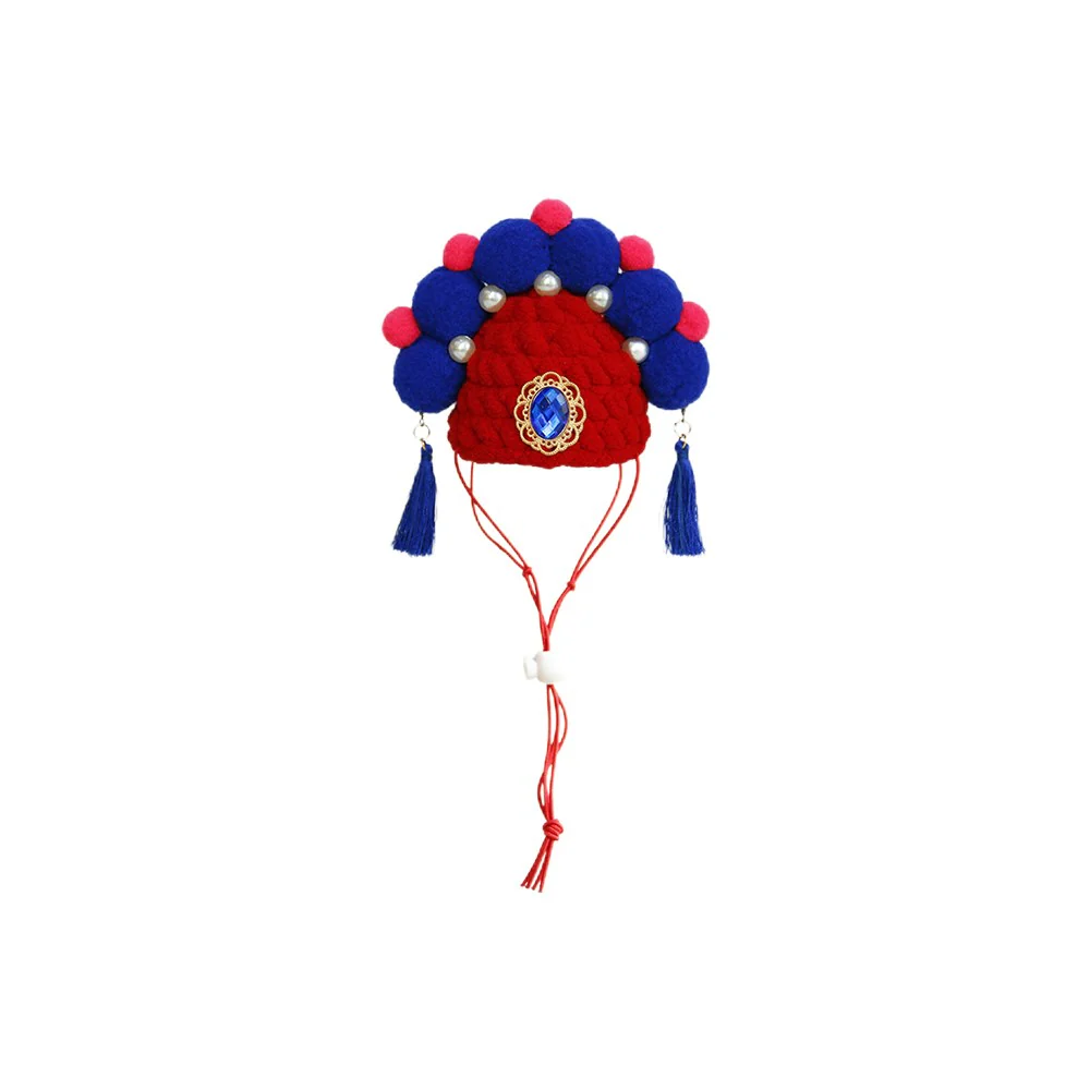 Red Peking Opera New Year Pet Hat