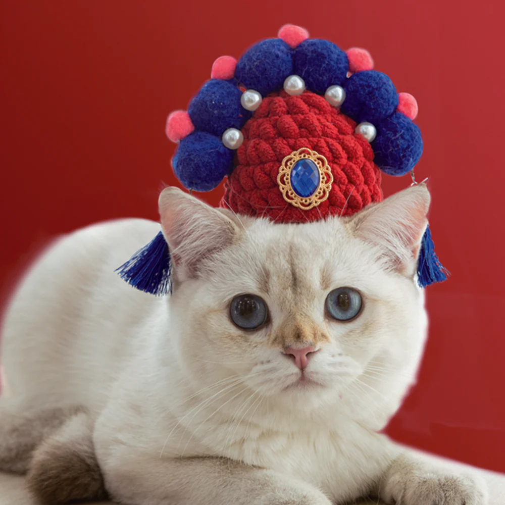 Red Peking Opera New Year Pet Hat - Image 5