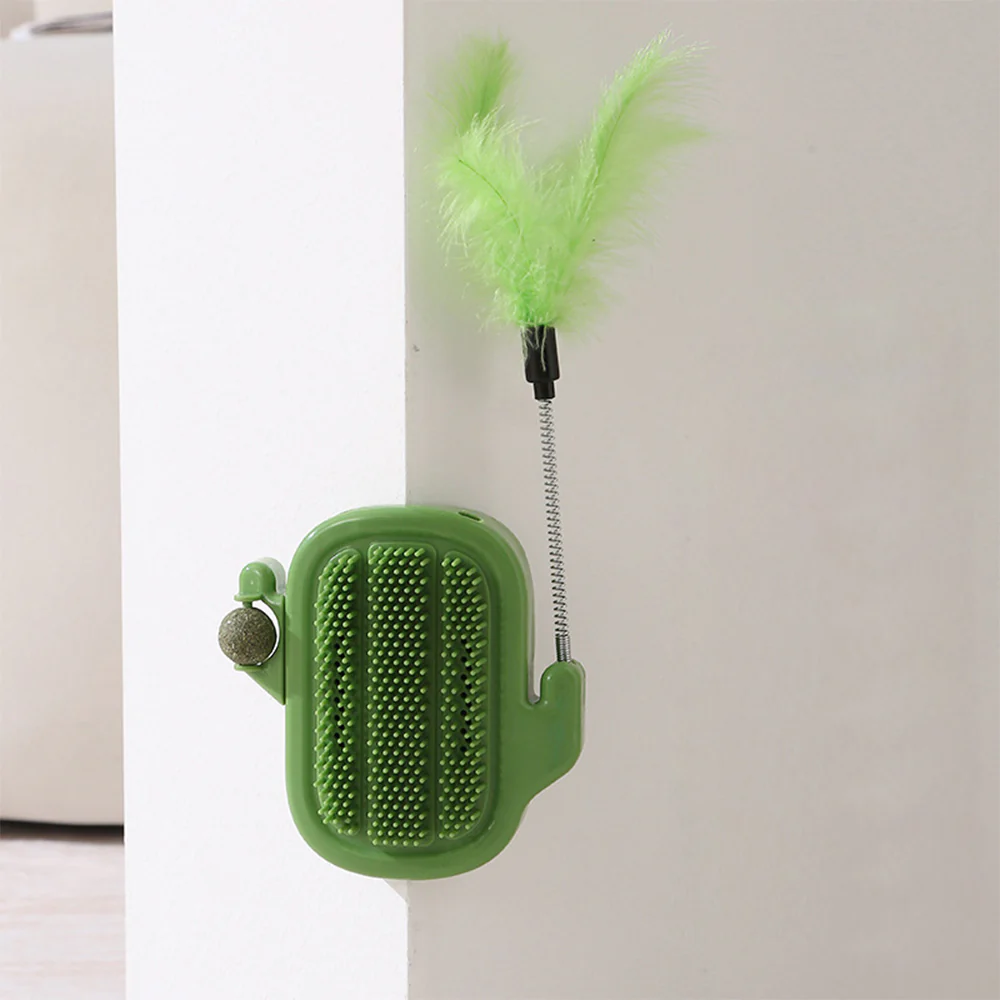 Cactus Cat Self Groomer with Bell ¨C Interactive Scratching & Teaser Toy - Image 2
