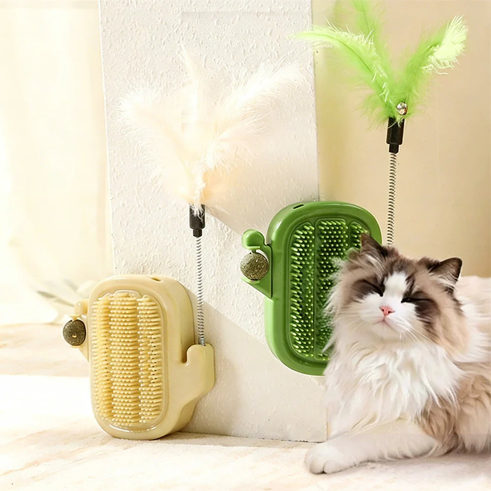 Cactus Cat Self Groomer with Bell ¨C Interactive Scratching & Teaser Toy - Image 3