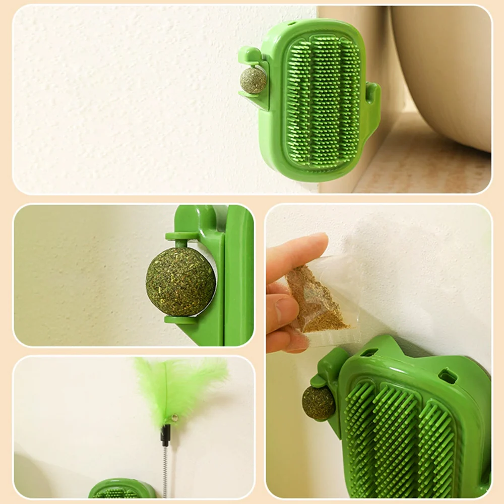 Cactus Cat Self Groomer with Bell ¨C Interactive Scratching & Teaser Toy - Image 8