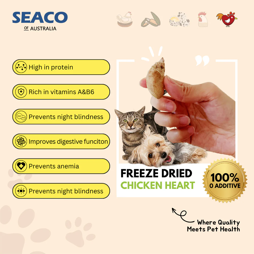 SEACO Chicken Heart Freeze Dried Pet Food 100g - Image 3