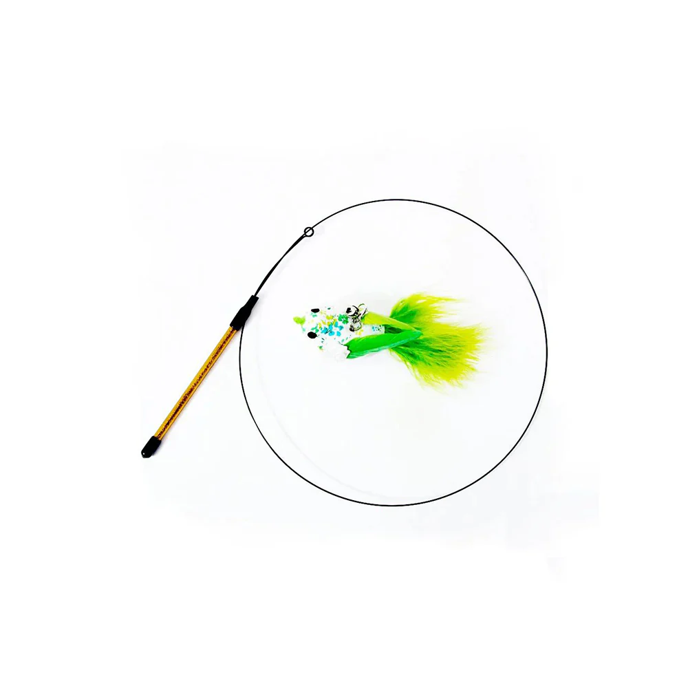 Simulation Feather Steel Wire Cat Teaser Wand Green-tailed Bird