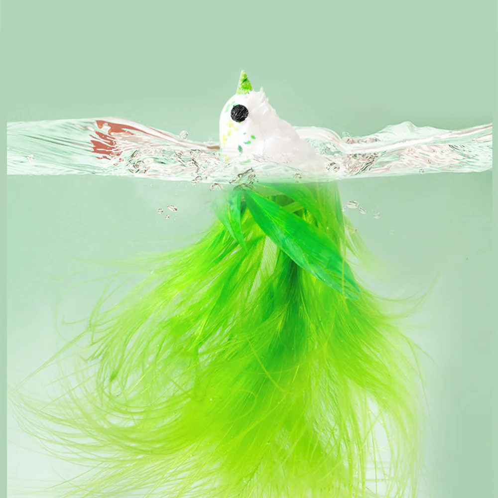Simulation Feather Steel Wire Cat Teaser Wand Green-tailed Bird - Image 3