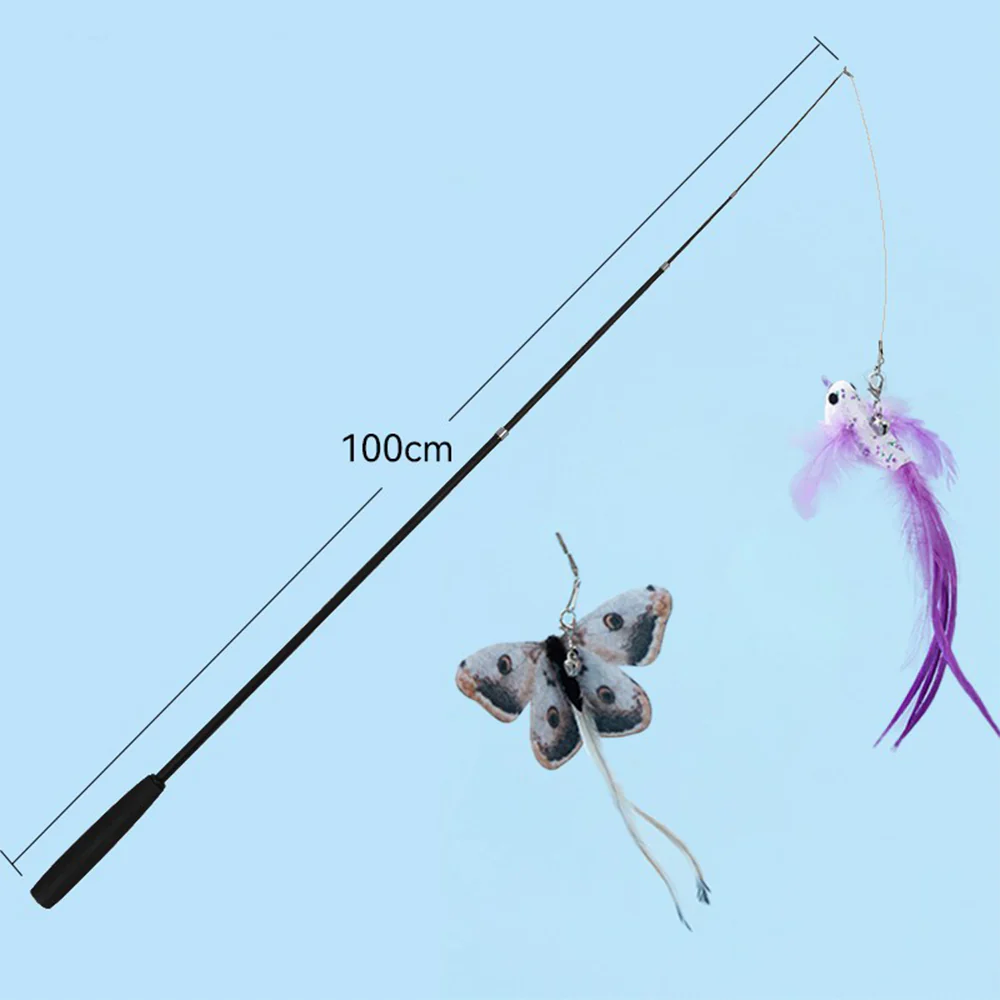 Simulation Feather Steel Wire Cat Teaser Wand Grey Butterfly - Image 3