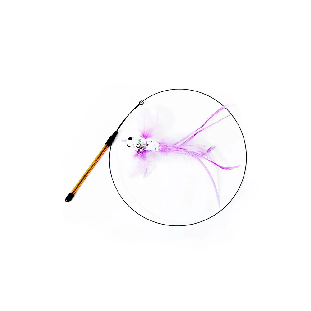 Simulation Feather Steel Wire Cat Teaser Wand Purple-tailed Bird