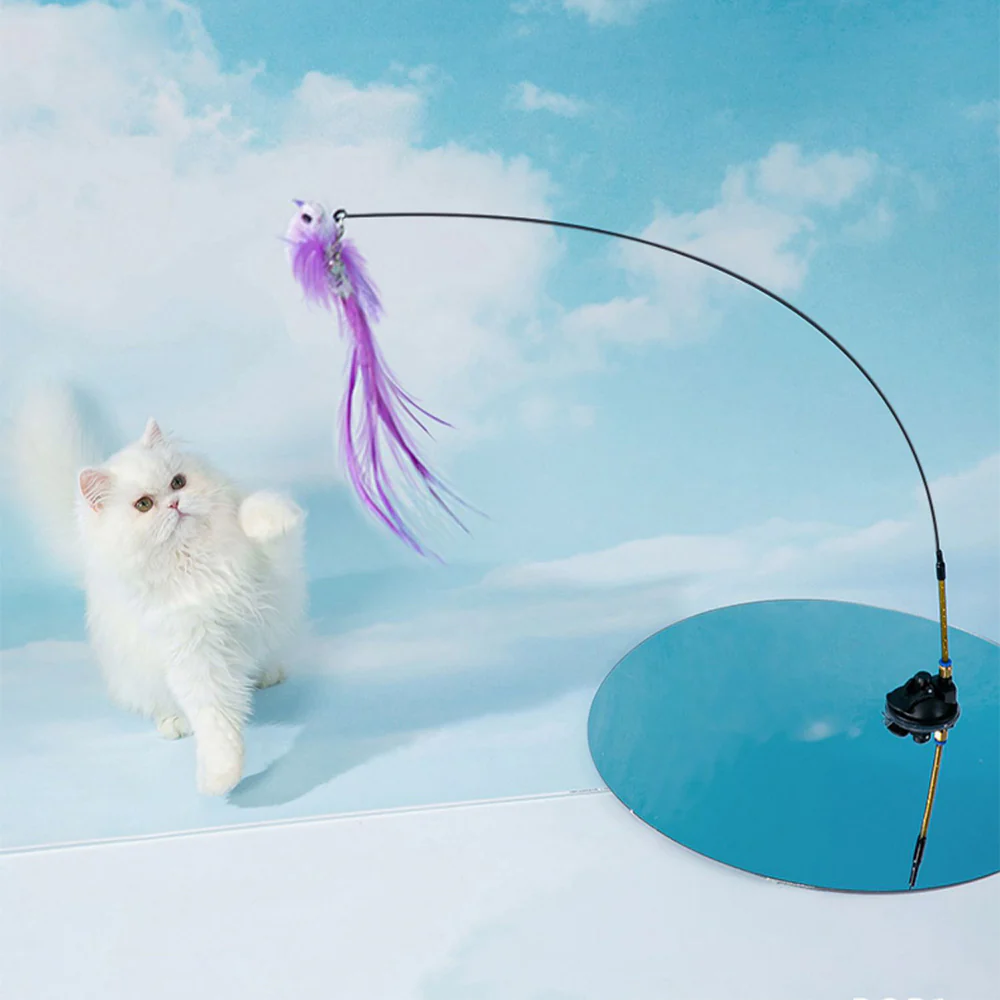 Simulation Feather Steel Wire Cat Teaser Wand Purple-tailed Bird - Image 2