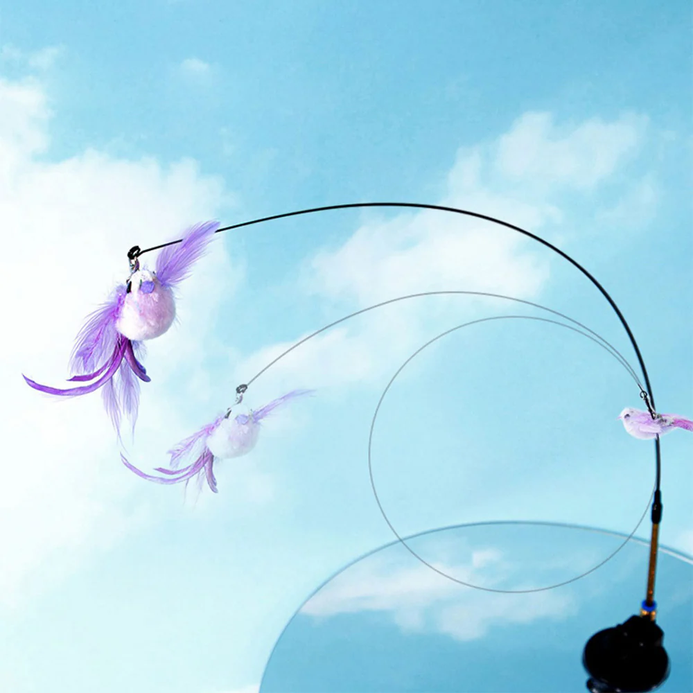 Simulation Feather Steel Wire Cat Teaser Wand Purple-tailed Bird - Image 3