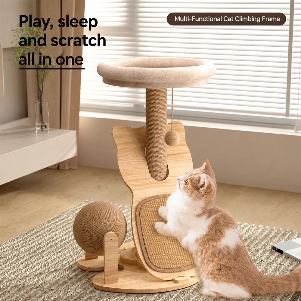 Small Cat Tree with Bed & Sisal Scratching Post - Image 11