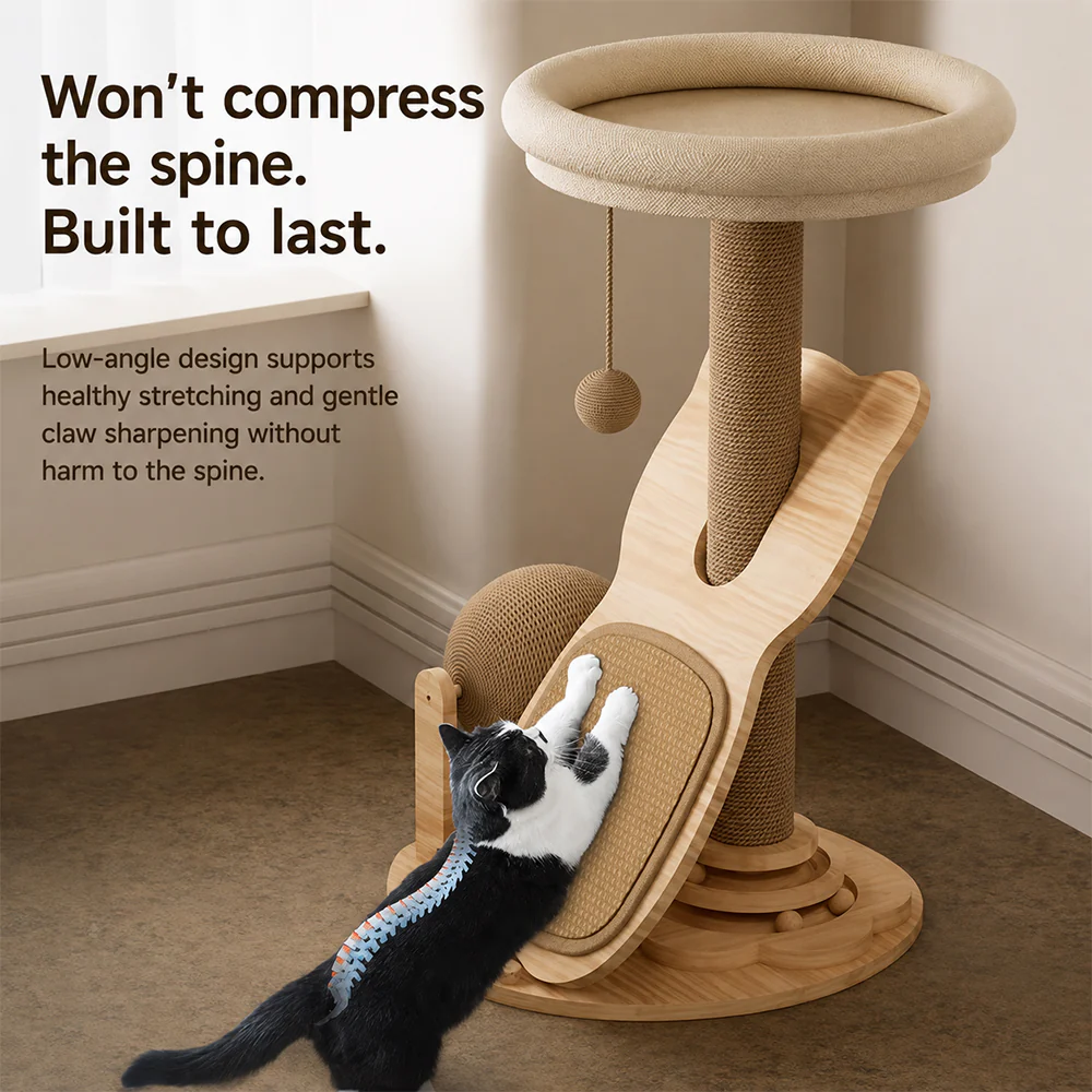 Small Cat Tree with Bed & Sisal Scratching Post - Image 4