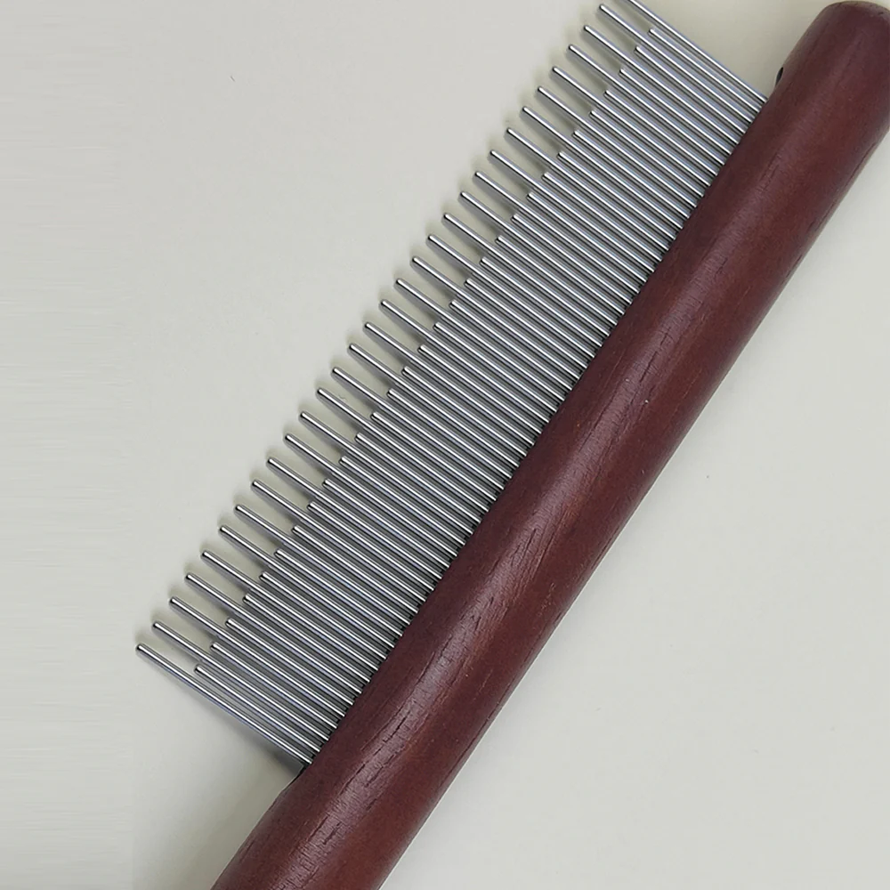 SMILE TIME Artisan Steel Solid Wood Pet Comb 21.5cm - Image 4