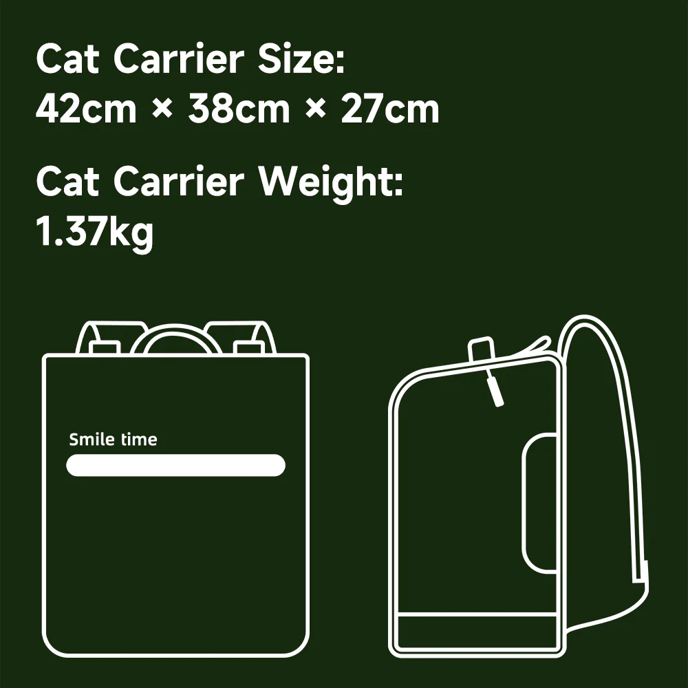 SMILE TIME Dove Grey Foldable Backpack Pet Carrier 38x27x42cm - Image 10