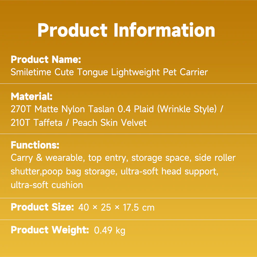 SMILE TIME Ergonomic Head-Out Pet Carrier 40x25x17.5cm - Image 26