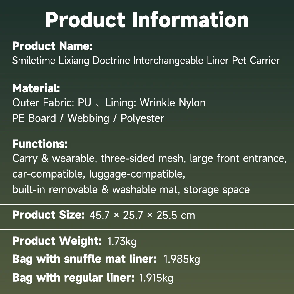SMILE TIME Fresh-Core Interchangeable Pet Carrier 45.7x25.7x25.5cm - Image 11